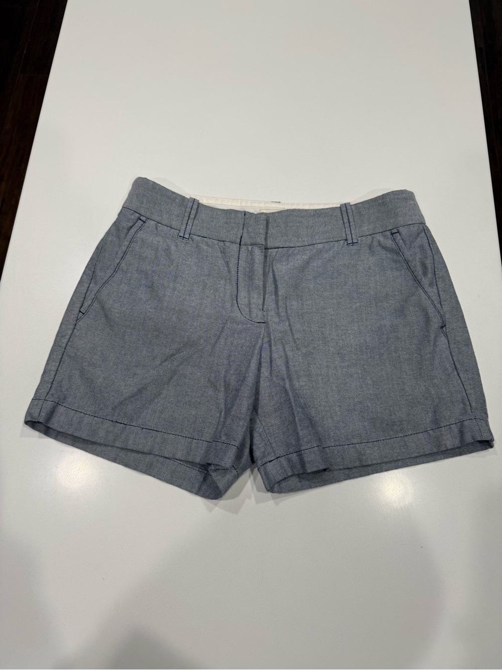 J.CREW Chino Shorts Gray Solid Cotton Twill Flat Front Pockets Size 2